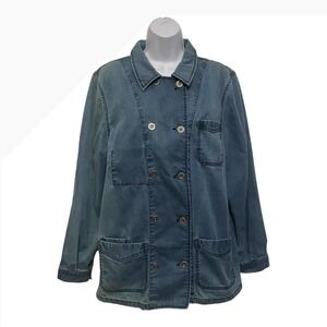 The J Peter man Company Denim Trucker Jacket Blue Medium Utility Pockets